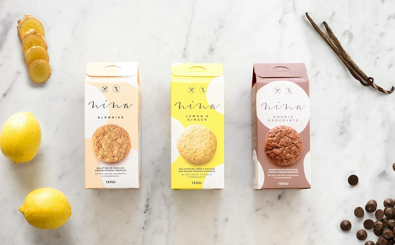 巧克力色和檸檬姜系列餅干食品包裝設(shè)計