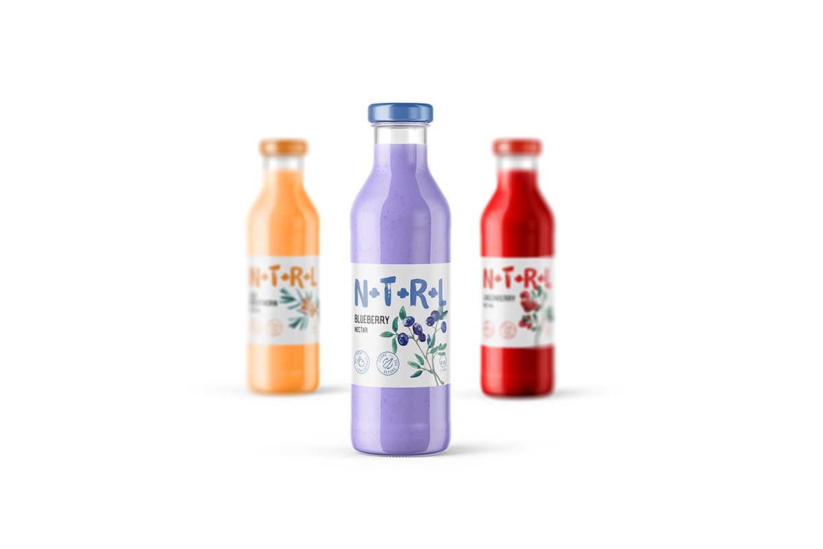 天然飲料，果汁的 品牌的包裝設計