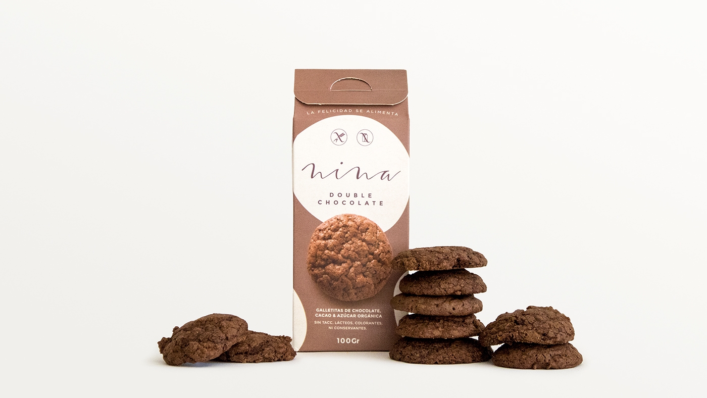 金色（香草）、巧克力色（可可和巧克力）和檸檬姜系列餅干食品包裝設(shè)計